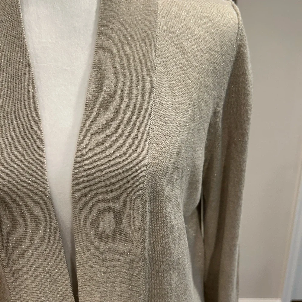 Chico's Beige Glitter Open-Front Cardigan - Picture 3 of 5